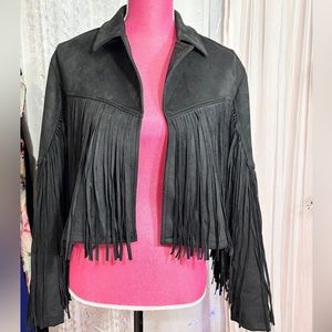 Faux Suede Fringe Jacket